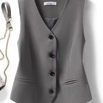 Margovil V Neck Button Up Pocketed Blazer Vest