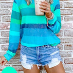 Margovil Rainbow Striped Long Sleeves Pullover Top