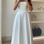 Elegant Square Neck A-line Swing Maxi Cami Dress