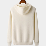 PURE EXTRA-FINE MERINO WOOL RIBBED ZIPPER HOODIE