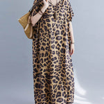 Loose Leopard V-Neck Batwing Sleeves Maxi Dress