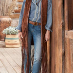 Fashionable Tassel Horse Slim Fit Sleeveless Vest Cape Coat