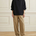 Long Sleeves Loose Solid Color High-neck Sweatershirt