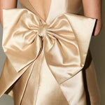 Ultimate Muse Satin Oversized Bow Detail Square Neck Mini Dress