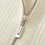 PURE EXTRA-FINE MERINO WOOL RIBBED ZIPPER HOODIE