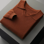 PURE EXTRA-FINE MERINO WOOL RIBBED BUTTONLESS POLO