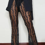 Margovil High Waist Sheer Lace Flared Pants