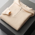PURE EXTRA-FINE MERINO WOOL HALF ZIPPER HOODIE