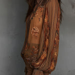 Vintage Boho Sheer Floral Blouse With Billowy Sleeves