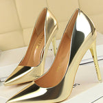 Pointed-Toe Shallow Cut Solid Color Pumps Scarpin Salto