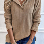 Stylish Buttoned Long Sleeve Sweater