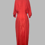 Half Sleeves Loose Solid Color Round-neck Maxi Dresses