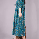Original Lapel Frenum Floral Printed Midi Dress