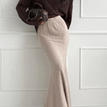 Caitlin Knit Lace Trim Patchwork Long Sleeve Back Slit Relaxed Sweater