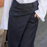 High Waisted Loose Asymmetric Solid Color Split-Joint Suit Pants Trousers