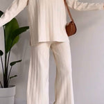 Stylish Pit Stripe Jacquard Sweater Two-pieces Set
