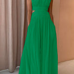 Margovil Mockneck Cut Out Waist Maxi Swing Dress