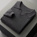 PURE EXTRA-FINE MERINO WOOL RIBBED BUTTONLESS POLO