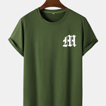 Letter Print Arc Hem T-Shirt
