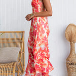 Sunset Watercolor Tie Back Slit Maxi Cami Dress