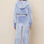 Fashion Zipper Open Velvet Casual Two -piece Suit