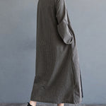 Artistic Retro Plaid Stand Collar Long Cheongsams Dress