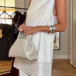 Simple But Not Simple Sequin Trim High Neck Sleeveless A-line Top