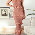 Fashion shirring suspender slim fit tube top suspender dress