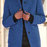 Retro Solid Color Button Stand Collar Wool Jacket