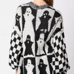 Halloween Ghost Plaid Crew Neck Sweater
