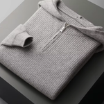 PURE EXTRA-FINE MERINO WOOL HALF ZIPPER HOODIE
