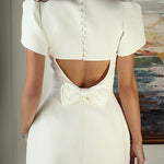 Margovil Mockneck Petal Sleeves Bow Knot Cut Out Mini Dress