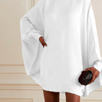 Simple Long Batwing Sleeves Solid Color Round-Neck Mini Dresses
