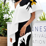 Loose Sleeveless Asymmetric Flower Print One-Shoulder Blouses&Shirts Tops