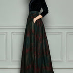 Elegant High Waist Velvet And Plaid Evening Gown With Full Skirt
