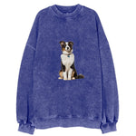 Attentive Australian Shepherd Sitting Upright Vintage Sweatshirt