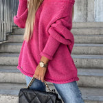 Casual Street Atmosphere Knit Wide Neck Loose Sweater