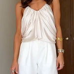 Margovil Spaghetti Strap Draped Satin Top