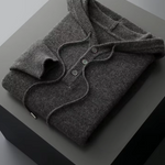 PURE EXTRA-FINE MERINO WOOL BUTTON HOODIE