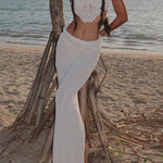 Margovil Side Slit Knit Bodycon Maxi Skirt
