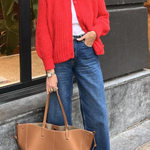 Solid Color Cardigan Long Sleeve Knitted Sweater Jacket