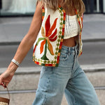 embroidered sleeveless tank top