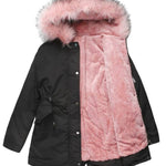 Hooded winter warm fleece coat with cotton padded jacket