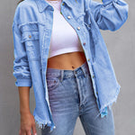 Long Sleeves Loose Fringed Pockets Lapel Outerwear