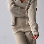 Chic V-neck Knitted Three-piece Set
