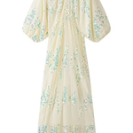 Batwing Sleeve Sequined Deep V Neck Long Dress
