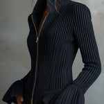 Midnight Sparkle Ribbed Knit Jacket