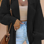Women's Suit Collar Knitted Patchwork Woolen Jacket