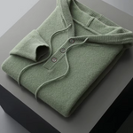 PURE EXTRA-FINE MERINO WOOL BUTTON HOODIE