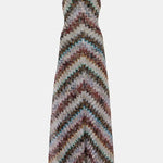 Jodie Knit Colorful Herringbone Print Halter Open Back Maxi Dress